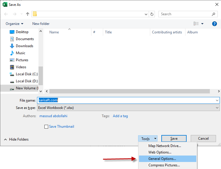 رمز گذاری بر روی فایل اکسل